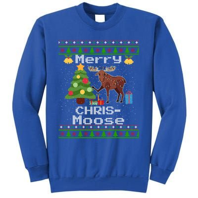 Moose Ugly Christmas Sweater Merry Chrismoose Funny Moose Funny Gift Tall Sweatshirt