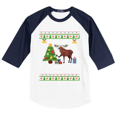 Moose Ugly Christmas Sweater Merry Chrismoose Funny Moose Funny Gift Baseball Sleeve Shirt