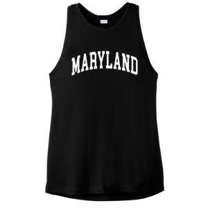 Maryland Us College Font Proud American Usa States Ladies PosiCharge Tri-Blend Wicking Tank