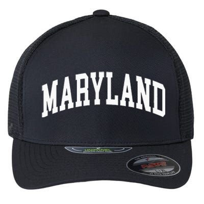 Maryland Us College Font Proud American Usa States Flexfit Unipanel Trucker Cap