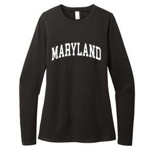 Maryland Us College Font Proud American Usa States Womens CVC Long Sleeve Shirt