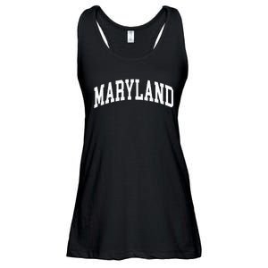 Maryland Us College Font Proud American Usa States Ladies Essential Flowy Tank