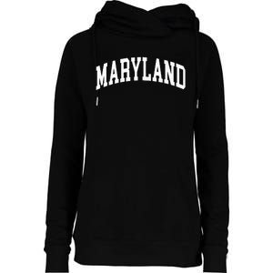 Maryland Us College Font Proud American Usa States Womens Funnel Neck Pullover Hood