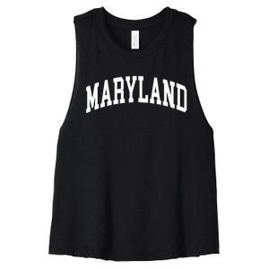 Maryland Us College Font Proud American Usa States Women's Racerback Cropped Tank