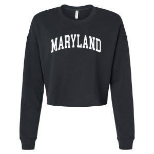 Maryland Us College Font Proud American Usa States Cropped Pullover Crew