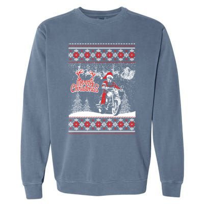 Motorcycle Ugly Christmas Garment-Dyed Sweatshirt