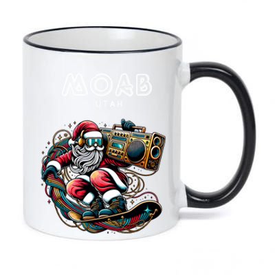 Moab Utah Cool Snowboard Christmas Santa Gift 11oz Black Color Changing Mug