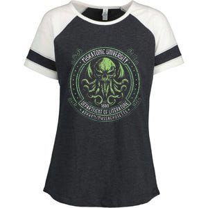 Miskatonic University Cosmic Horror Cthulhu Enza Ladies Jersey Colorblock Tee