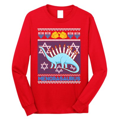 Menorasaurus Ugly Christmas Long Sleeve Shirt
