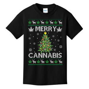 Marijuana Ugly Christmas Santa Cannabis Weed 420 Get Lit Long Sleeve Kids T-Shirt