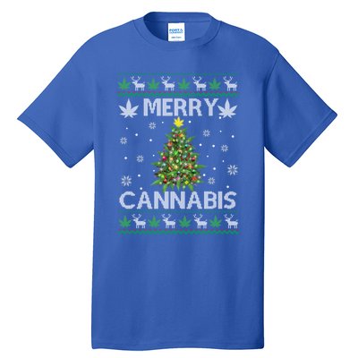 Marijuana Ugly Christmas Santa Cannabis Weed 420 Get Lit Funny Gift Tall T-Shirt