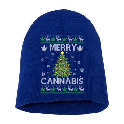 Marijuana Ugly Christmas Santa Cannabis Weed 420 Get Lit Funny Gift Short Acrylic Beanie