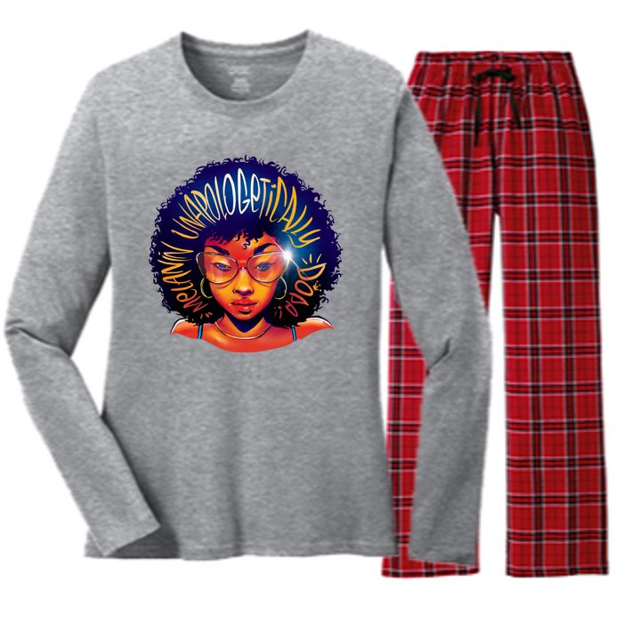 Melanin Unapologetically Dope Women's Long Sleeve Flannel Pajama Set 