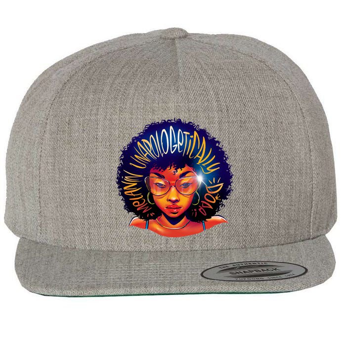 Melanin Unapologetically Dope Wool Snapback Cap