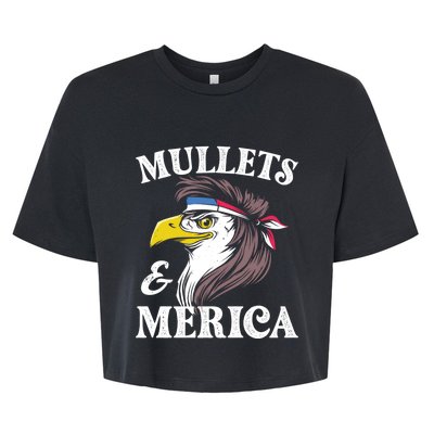 Mullegift Usa Eagle Mullet Merica Vintage American Flag Gift Bella+Canvas Jersey Crop Tee