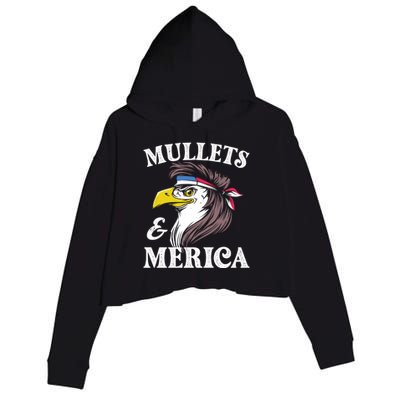 Mullegift Usa Eagle Mullet Merica Vintage American Flag Gift Crop Fleece Hoodie