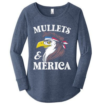 Mullegift Usa Eagle Mullet Merica Vintage American Flag Great Gift Women's Perfect Tri Tunic Long Sleeve Shirt