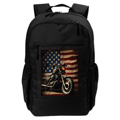 Motorcycle USA Flag Retro Biker Backpack