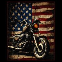 Motorcycle USA Flag Retro Biker 16 in Basic Backpack