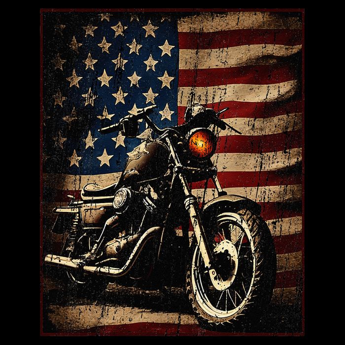 Motorcycle USA Flag Retro Biker 16 in Basic Backpack