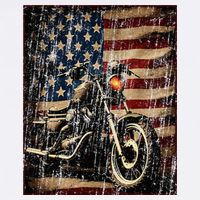 Motorcycle USA Flag Retro Biker Long Sleeve Shirt