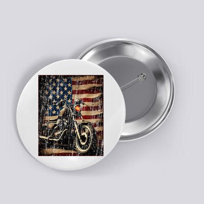 Motorcycle USA Flag Retro Biker Button