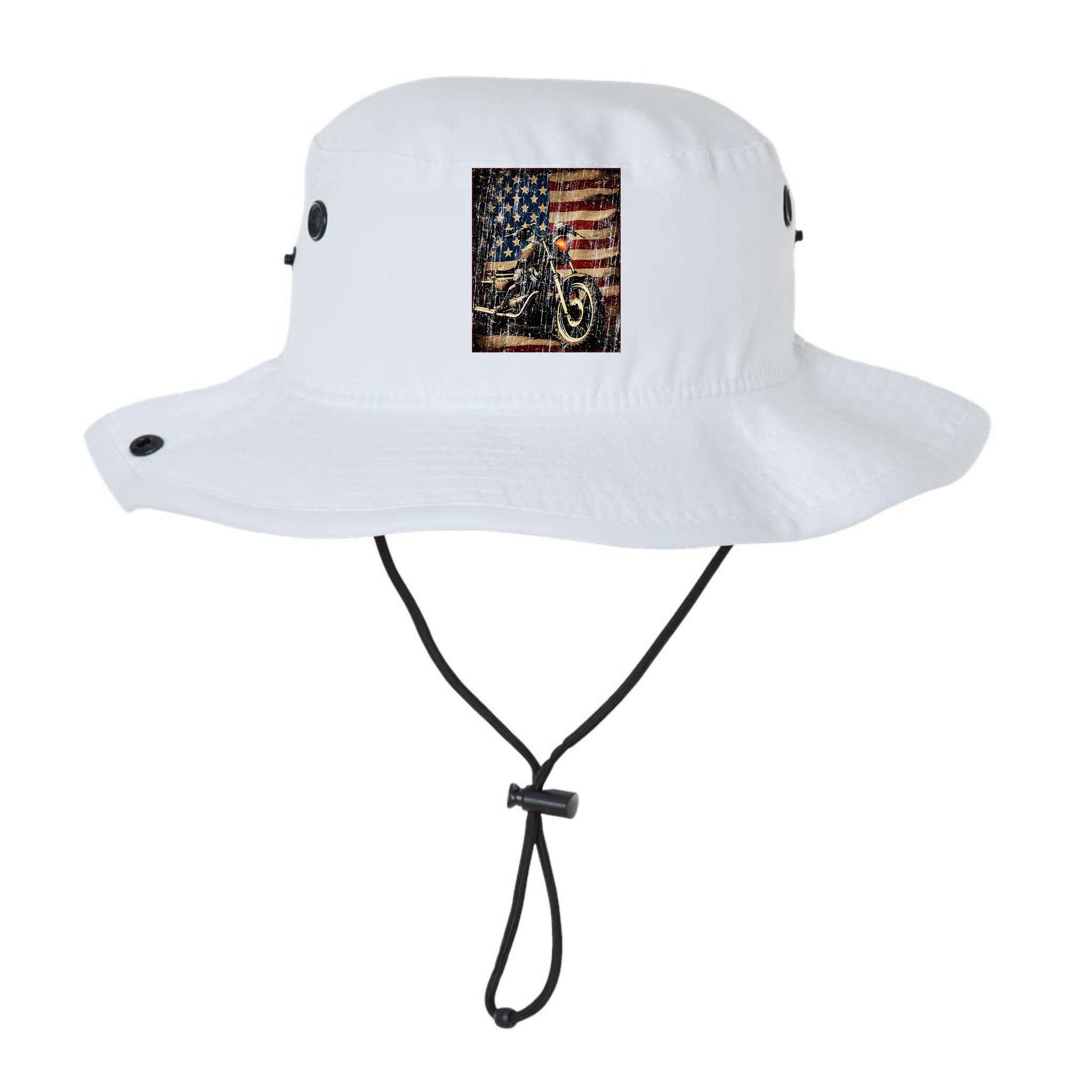 Motorcycle USA Flag Retro Biker Bucket Hat