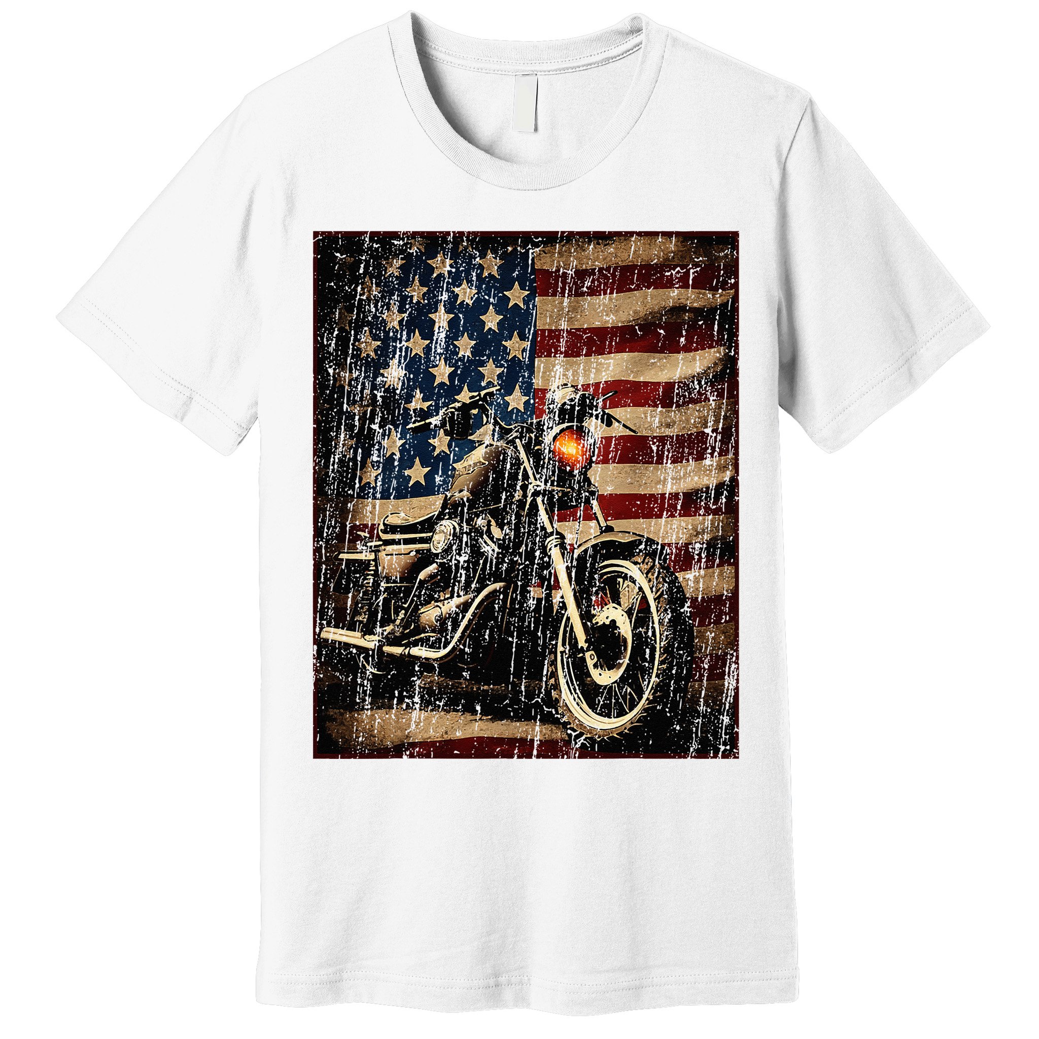 Motorcycle USA Flag Retro Biker Premium T-Shirt