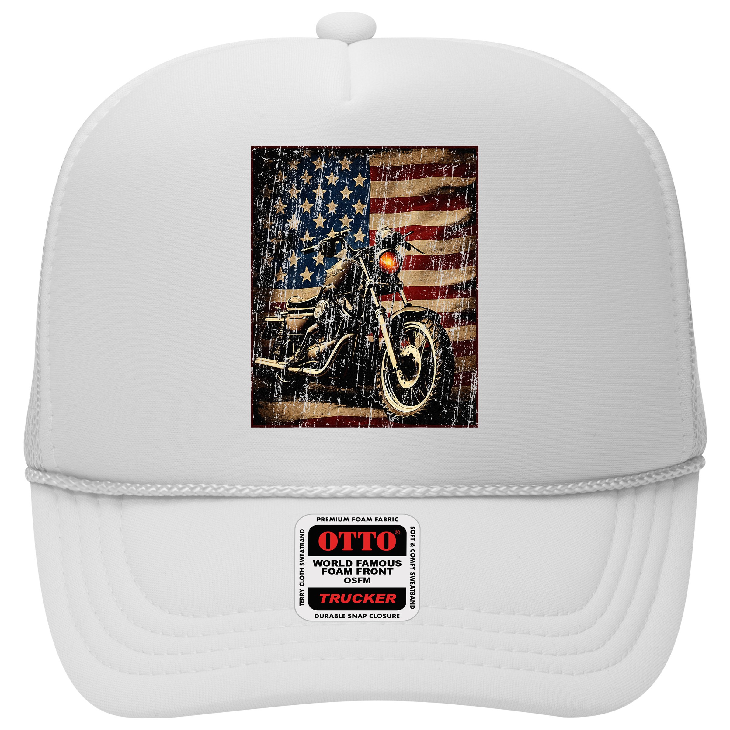 Motorcycle USA Flag Retro Biker Hat