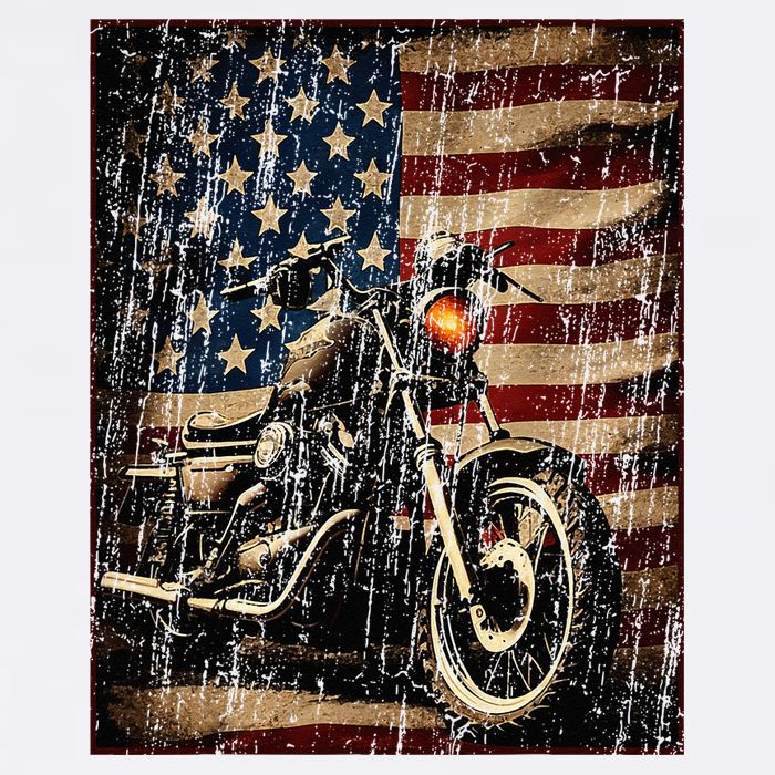 Motorcycle USA Flag Retro Biker Hat