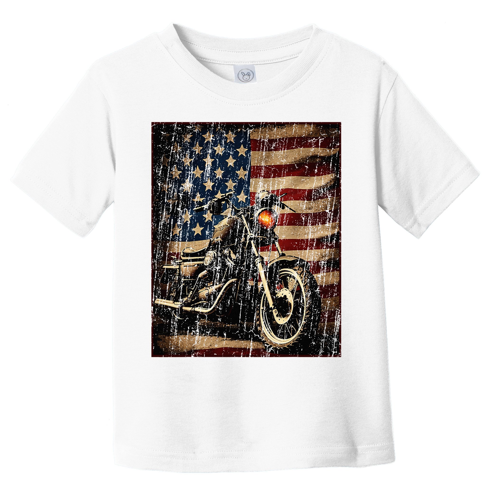 Motorcycle USA Flag Retro Biker Toddler T-Shirt
