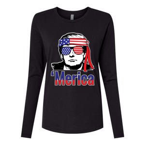 Merica Usa Flag Of President Trump Design Gift Womens Cotton Relaxed Long Sleeve T-Shirt