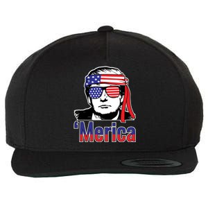 Merica Usa Flag Of President Trump Design Gift Wool Snapback Cap