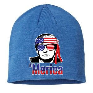 Merica Usa Flag Of President Trump Design Gift Sustainable Beanie