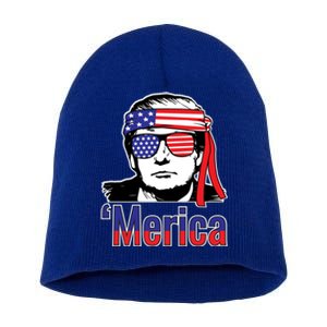 Merica Usa Flag Of President Trump Design Gift Short Acrylic Beanie