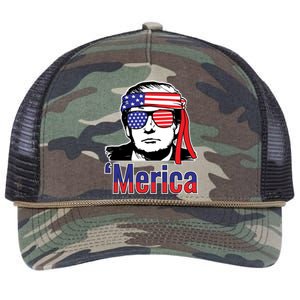 Merica Usa Flag Of President Trump Design Gift Retro Rope Trucker Hat Cap