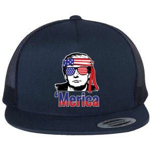 Merica Usa Flag Of President Trump Design Gift Flat Bill Trucker Hat