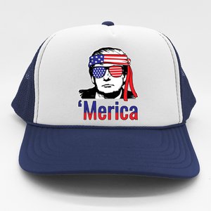 Merica Usa Flag Of President Trump Design Gift Trucker Hat