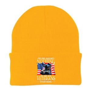 Military Us Flag We Owe Illegals Nothing Veterans Everything Gift Knit Cap Winter Beanie