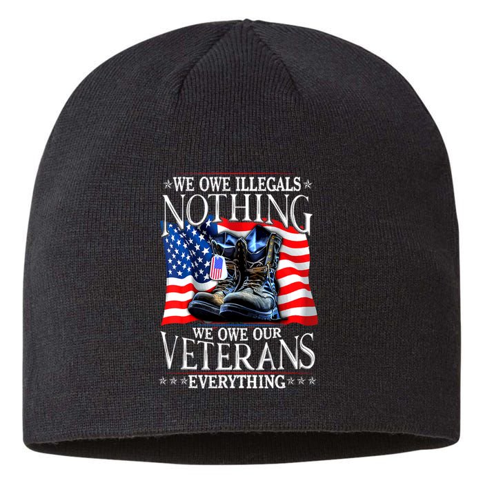 Military Us Flag We Owe Illegals Nothing Veterans Everything Gift Sustainable Beanie