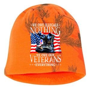 Military Us Flag We Owe Illegals Nothing Veterans Everything Gift Kati - Camo Knit Beanie