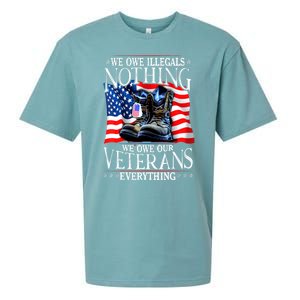 Military Us Flag We Owe Illegals Nothing Veterans Everything Gift Sueded Cloud Jersey T-Shirt