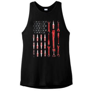 Mechanic USA Flag Ladies PosiCharge Tri-Blend Wicking Tank