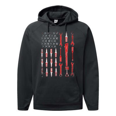 Mechanic USA Flag Performance Fleece Hoodie