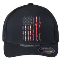 Mechanic USA Flag Flexfit Unipanel Trucker Cap