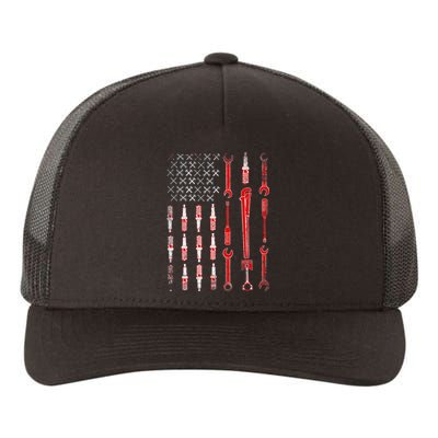 Mechanic USA Flag Yupoong Adult 5-Panel Trucker Hat