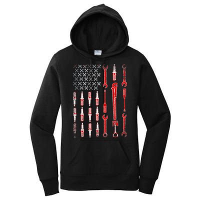 Mechanic USA Flag Women's Pullover Hoodie