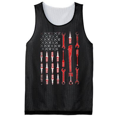 Mechanic USA Flag Mesh Reversible Basketball Jersey Tank