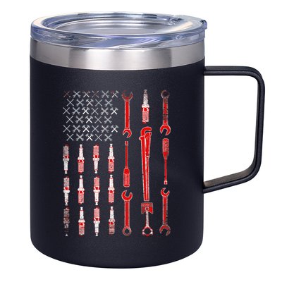 Mechanic USA Flag 12oz Stainless Steel Coffee Mug