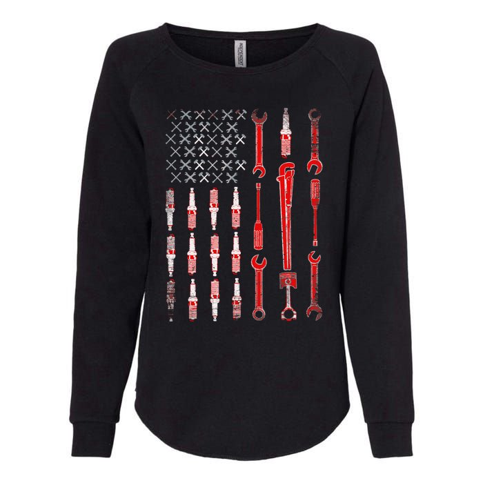 Mechanic USA Flag Womens California Wash Sweatshirt